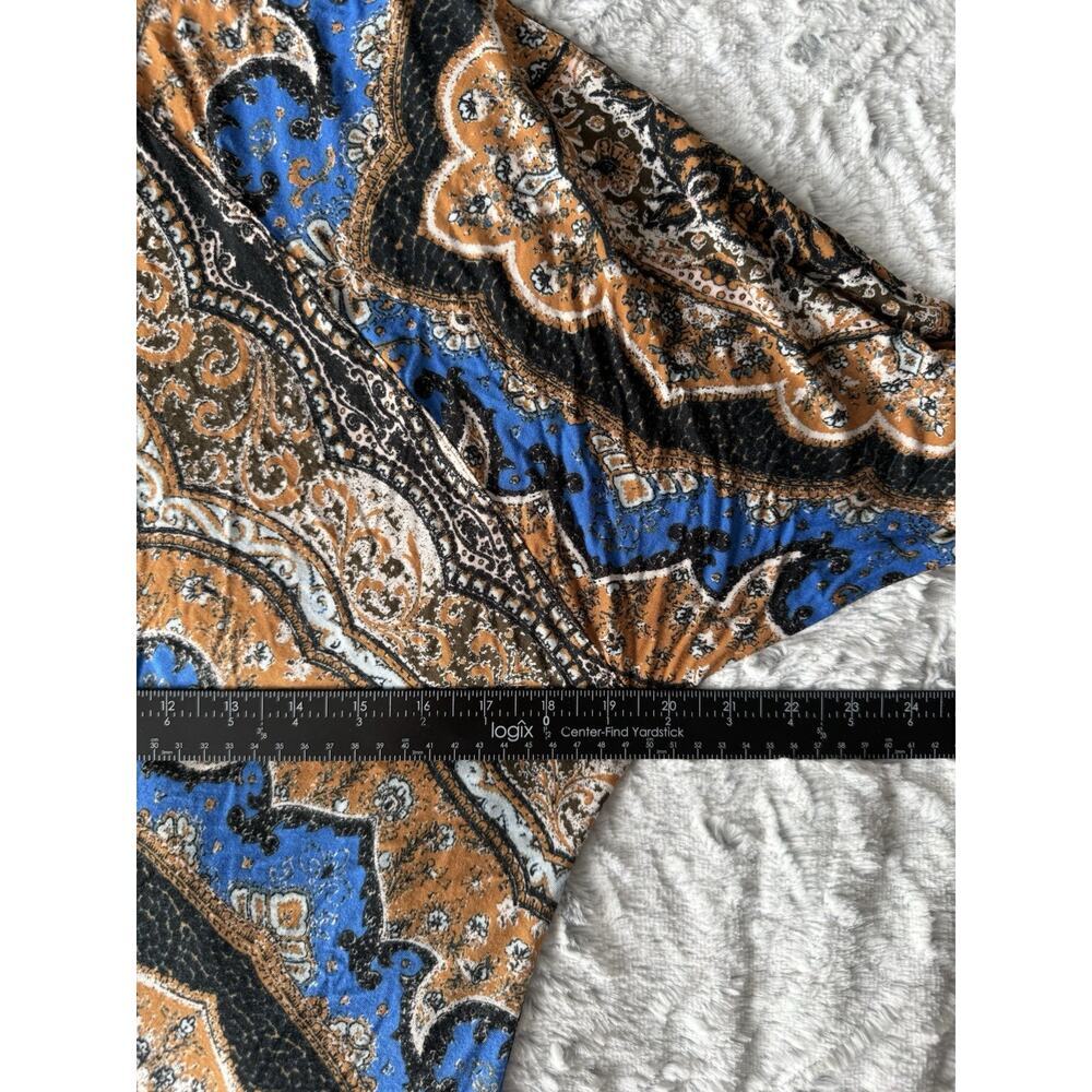 Free People Paisley Turtleneck Top Boho Long Sleeve Stretch Shirt Women S Y2K - Picture 6 of 6